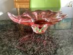 Glaskunst, schaal, roze-rood, handgemaakt, vintage, Antiek en Kunst, Antiek | Glas en Kristal, Ophalen