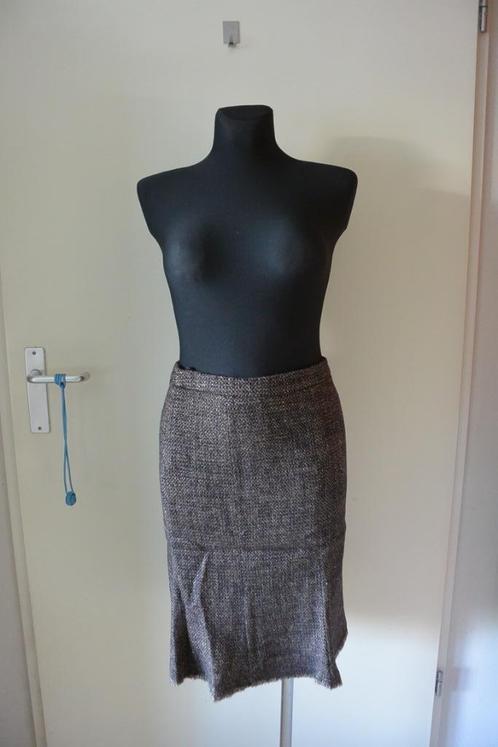 Gerard Darel rokje 44 bruin met beige, Kleding | Dames, Rokken, Gedragen, Maat 42/44 (L), Bruin, Knielengte, Ophalen of Verzenden