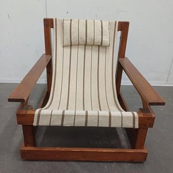 Vintage design armchair / fauteuil - canvas & hoofdkussentje beschikbaar voor biedingen
