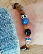 Handgemaakte stoere armband van natuursteen kralen, boho, Nieuw, Blauw, Ophalen of Verzenden