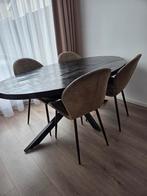 Eettafel met 4 stoelen, Ophalen of Verzenden, Zo goed als nieuw, Rechthoekig, 50 tot 100 cm