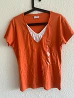 Nieuw oranje T-shirt met dubbele V-hals van Biaggini, maat L, Maat 42/44 (L), Nieuw, Oranje, Ophalen of Verzenden