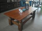 Houten salontafel met gedraaide poten, Huis en Inrichting, Tafels | Salontafels, Ophalen, Gebruikt, 100 tot 150 cm, 50 tot 100 cm