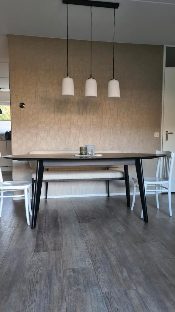 Ovale eettafel zwart, Huis en Inrichting, Tafels | Eettafels, Gebruikt, 50 tot 100 cm, 150 tot 200 cm, Ovaal, Ophalen