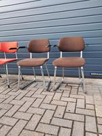 Vintage Gispen buisframe stoelen, 2×, bruin., Ophalen, Gebruikt, Twee, Bruin