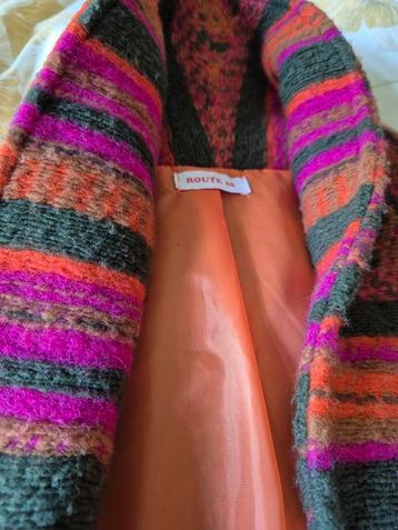 Prachtige vestje 25% wol bodywarmer fuchia oranje M/L  beschikbaar voor biedingen