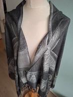 Grijze Pashmina Sjaal (zijde en cashmere) met vlindermotief, Kleding | Dames, Mutsen, Sjaals en Handschoenen, Ophalen, Maat 46/48 (XL) of groter