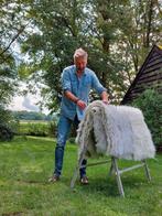 Diervriendelijk schapenvacht geweven 100% wollen kleed wit, Nieuw, Rechthoekig, Ophalen of Verzenden, Wit