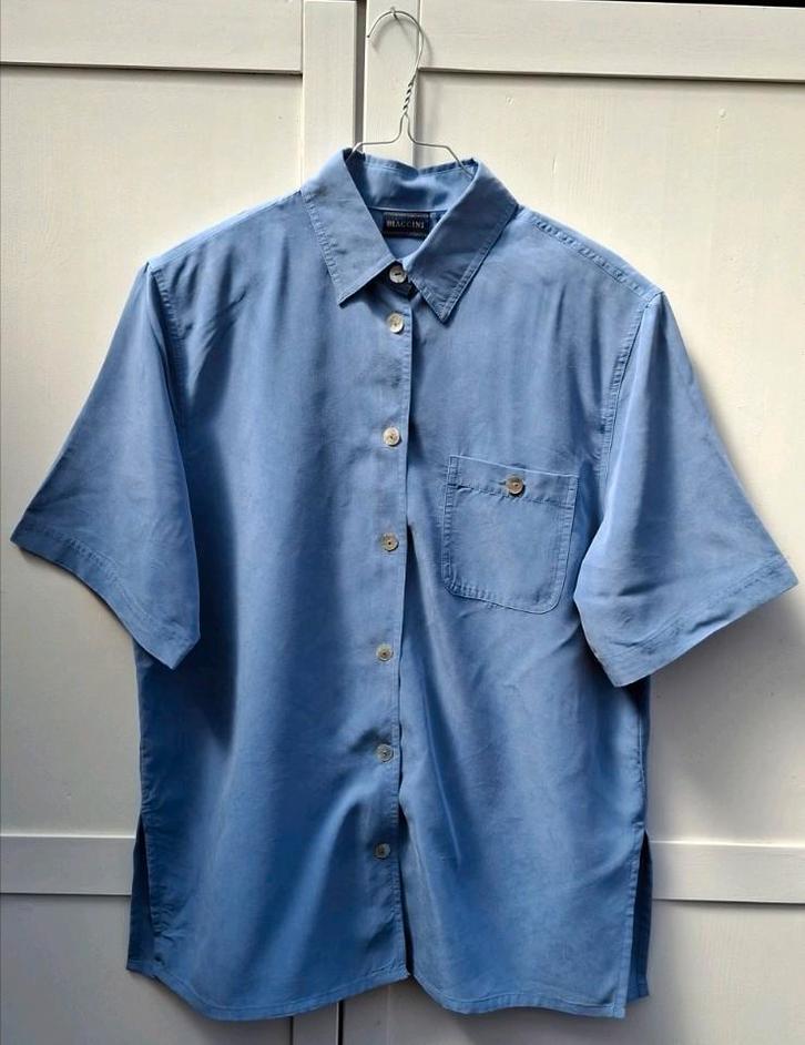 Vintage blouse, maat 42/XL - lichtblauw - 90's, Kleding | Dames, Blouses en Tunieken, Gedragen, Maat 42/44 (L), Blauw, Ophalen of Verzenden