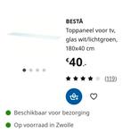 IKEA Besta Glasplaat Wit 180x40cm (2 stuks), Huis en Inrichting, Ophalen, 25 tot 50 cm, Minder dan 100 cm