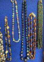 Vintage hals kettingen o.a. half edelsteen en zaadkralen, Ophalen of Verzenden, Gebruikt, Overige kleuren, Overige materialen