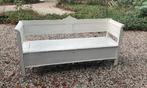 Trendy whitewash kerkbank, Huis en Inrichting, Banken | Bankstellen, Ophalen, Gebruikt, Minder dan 75 cm, 150 tot 200 cm