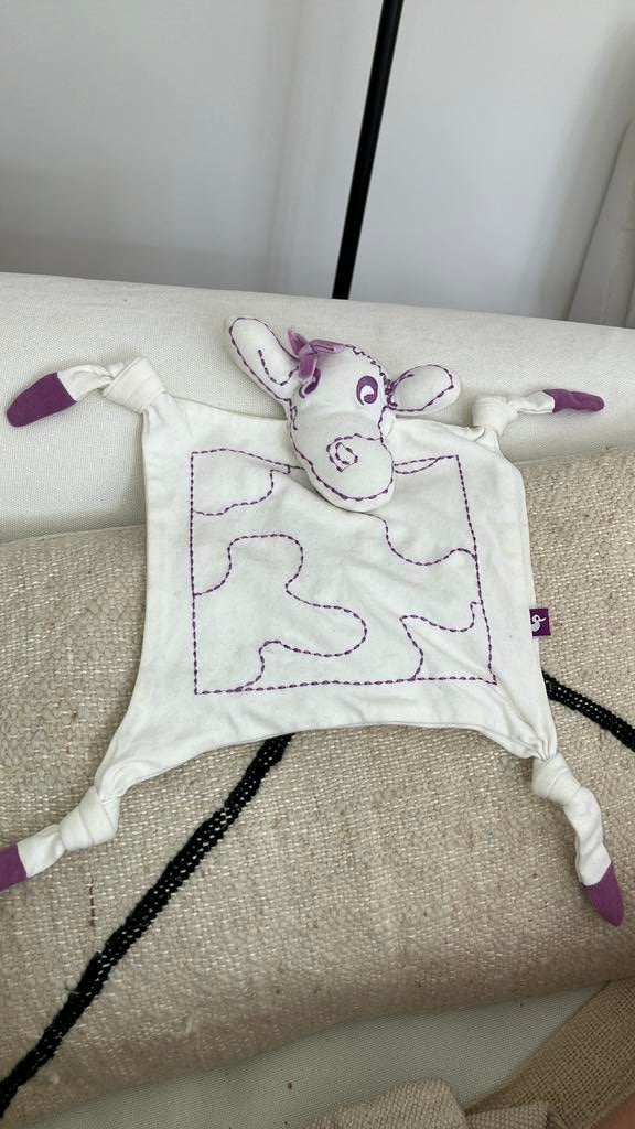 Koe paars wit knuffeldoekje, Ophalen of Verzenden, Nieuw, Koe