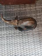 Bronzen Olifant op Houten Sokkel, Ophalen of Verzenden