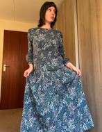 Vintage jaren ’80 bloemenjurk, Maat 38/40 (M), Blauw, Ophalen of Verzenden, Zo goed als nieuw