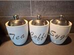 Set van 3 Voorraadpotten: Thee, Koffie, Suiker, Ophalen of Verzenden, Zo goed als nieuw