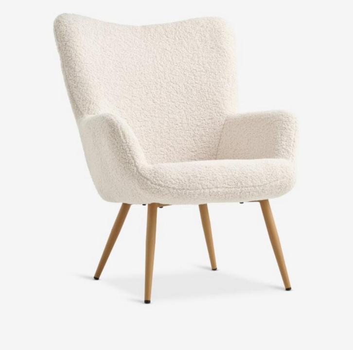 Jysk Fauteuil Off-White Teddy (HUNDESTED), Huis en Inrichting, Stoelen, Zo goed als nieuw, Eén, Stof, Wit, Ophalen