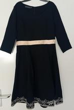 jurk,maat 42/44,top,chic,feest,goud,zwart,feest,lange mouw, Verzenden, Zwart, Maat 42/44 (L), Zo goed als nieuw