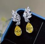 Prachtige oorbellen met gele zirconia, Sieraden, Tassen en Uiterlijk, Oorbellen, Verzenden, Zo goed als nieuw, Geel, Overige materialen