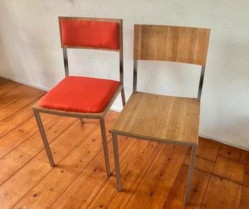 Minimal Design Rvs/bamboe eetkamerstoelen 4x beschikbaar voor biedingen