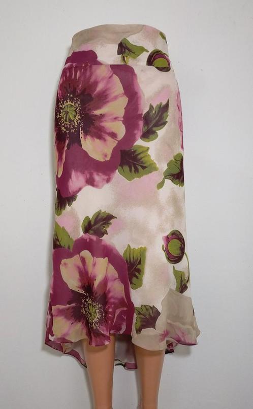 Rok met bloemendessin van 100% zijde van Cedosce, Kleding | Dames, Rokken, Zo goed als nieuw, Maat 36 (S), Overige kleuren, Verzenden
