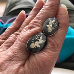 Niëllo zilveren/sterling schroefoorbellen., Ophalen of Verzenden, Zo goed als nieuw, Zwart, Zilver