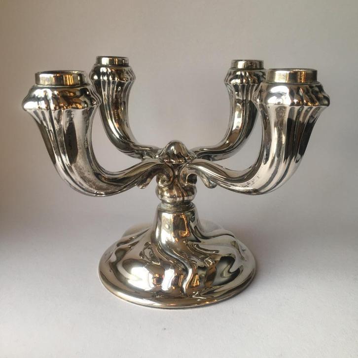 Mooie zilveren (835) kandelaar, Jacob Grimminger, Antiek en Kunst, Antiek | Goud en Zilver, Zilver, Ophalen of Verzenden