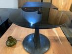 Bijzettafel 60cm zwart smoke glas & mango hout, Ophalen, Nieuw