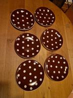 BORDEN ❤️ BRUIN MET WITTE STIPPEN POLKADOT 6X, Ophalen of Verzenden, Overige stijlen, Bord(en)