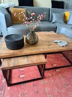 Industriële salontafel, 3-delig, mahoniehout, 50 tot 100 cm, Minder dan 50 cm, Ophalen of Verzenden, Zo goed als nieuw