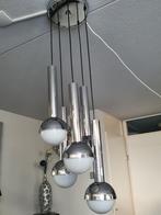 Cascade lamp hanglamp vintage space age chroom glas bollen, Huis en Inrichting, Lampen | Hanglampen, Ophalen, Glas, Vintage, Retro, Space age