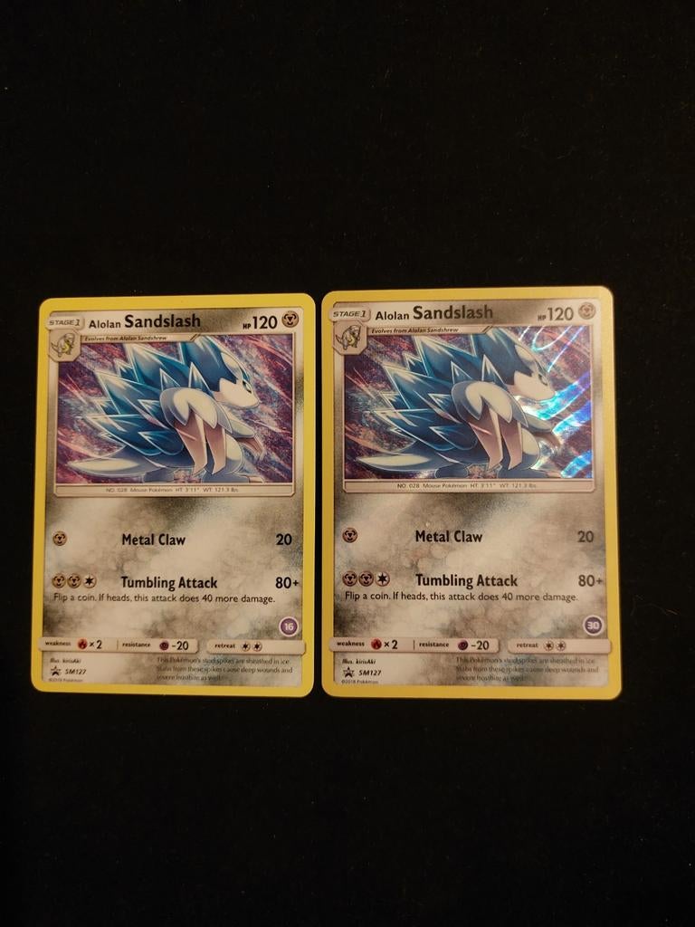 Alolan Sandslash SM Promo 127 Holo & Non Holo set (16/30), Ophalen of Verzenden, Zo goed als nieuw