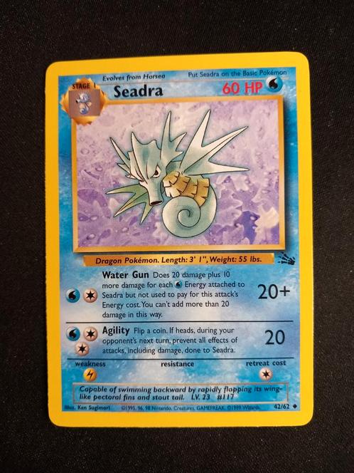 Pokemon Seadra 42/62 Fossil Vintage Excellent, Hobby en Vrije tijd, Verzamelkaartspellen | Pokémon, Zo goed als nieuw, Losse kaart