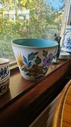 Retro Bloempot Aardewerk - Handbeschilderd, Antiek en Kunst, Ophalen