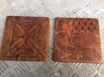 houtsnijwerk Z-Amerika wanddecoratie/onderzetters, Antiek en Kunst, Kunst | Beelden en Houtsnijwerken, Ophalen of Verzenden