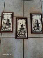 Vintage Hollandse Molen Tegeltableaus - Set van 3. 19 x 34 c, Antiek en Kunst, Antiek | Wandborden en Tegels, Ophalen of Verzenden
