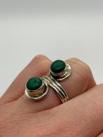 B740 Prachtige zilveren malachiet ring maat 17,5, Sieraden, Tassen en Uiterlijk, Ringen, Ophalen of Verzenden, X, Met edelsteen