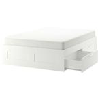 Brimnes bed 160200 inclusief hoofdeinde, Ophalen, Tweepersoons, Zo goed als nieuw, 200 cm