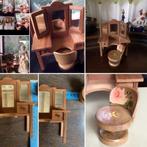 🌿 Poppenhuis,”ANTIEK HOUTEN TOILET TAFELTJE MET STOELTJE”🌿, Antiek en Kunst, Verzenden