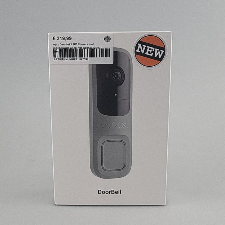 Ajax Deurbel 4MP Camera met ingebouwde AI en PIR Sensor Gray, Huis en Inrichting, Deurbellen, Nieuw