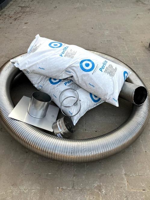 Rookkanaal van dubbelwandig RVS 180 mm, Doe-het-zelf en Verbouw, Buizen en Afvoer, Zo goed als nieuw, Rvs, 6 meter of meer, 80 mm of meer