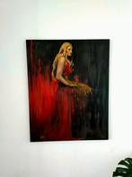 Woman with Wheat, 100x80 cm Painted by T. De Veen. Oil paint, Ophalen of Verzenden