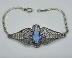 Vintage Zilveren Armband Aquamarijn 20cm, Ophalen of Verzenden, Zilver, Zilver