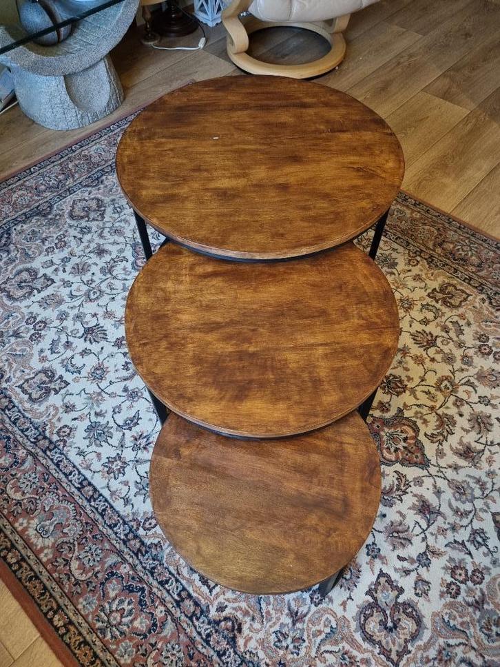 3 rondje salontafeltjes, Huis en Inrichting, Tafels | Salontafels, Gebruikt, Minder dan 50 cm, 50 tot 100 cm, 50 tot 100 cm, Rond
