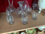 Antieke glaasjes met karafje, bloemmotief, Ophalen