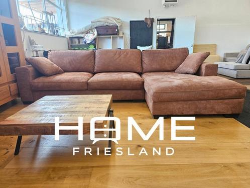 Hoekbank - Cognac - microvezel, Huis en Inrichting, Banken | Voetenbanken en Poefen, Zo goed als nieuw, 125 cm of meer, 125 cm of meer