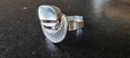 Zilveren vintage modernist ring scandinavische, Verzenden, Zo goed als nieuw, 17 tot 18, Dame