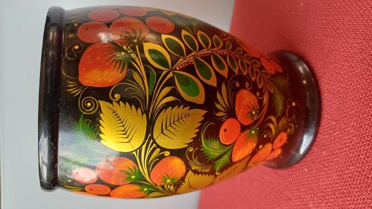 Kleurrijke vaas met bijbehorend bord handwerk, Antiek en Kunst, Antiek | Vazen, Ophalen of Verzenden