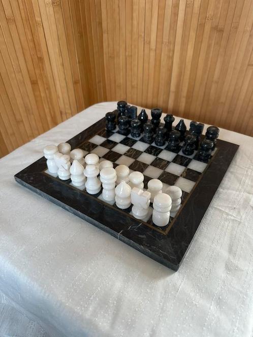 Vintage marmeren schaakspel 25x25, Hobby en Vrije tijd, Gezelschapsspellen | Bordspellen, Gebruikt, Ophalen