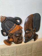 2 houtsnijwerk "koppen" gemaakt in Zuid Afrika, Ophalen of Verzenden